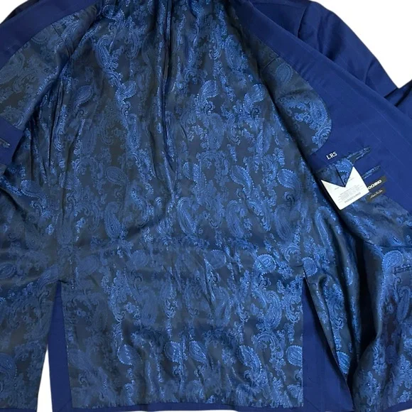 ⭐️SOLD⭐️ Old Money Paisley Lined Slim Fit Blue 100% Wool Suit Indochino 2-Piece - Picture 15 of 16